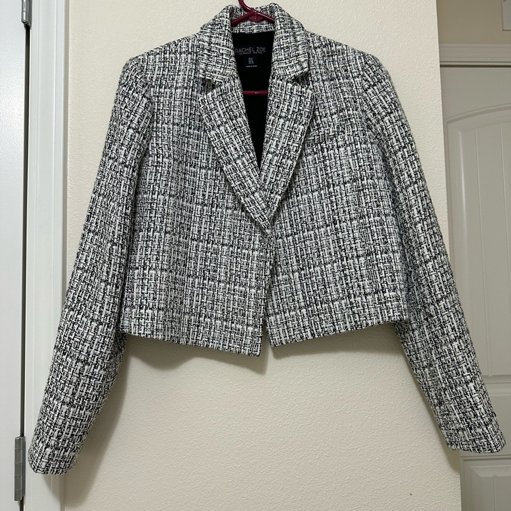 Rachel Zoe Women's Black and White Textured Blazer